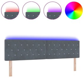 vidaXL Κεφαλάρι LED με φώτα λωρίδας LED Σκούρο γκρι 90 cm Βελούδο