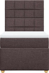 vidaXL Κρεβάτι Boxspring με Στρώμα Σκούρο Καφέ 90x200 εκ. Υφασμάτινο