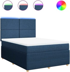vidaXL Κρεβάτι Boxspring με Στρώμα Μπλε 160x200 εκ. Υφασμάτινο