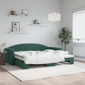 vidaXL Καναπές Κρεβάτι Συρόμενος Σκ. Πράσινο 90x200εκ Βελούδινος