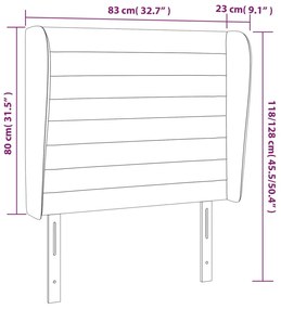 Κεφαλάρι με Πτερύγια Σκούρο Γκρι 83x23x118/128 εκ. Βελούδινο 3118127