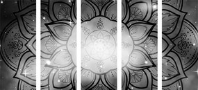 Εικόνα 5 τμημάτων Mandala με φόντο γαλαξία σε ασπρόμαυρο - 200x100