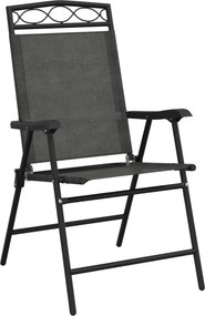 vidaXL Πτυσσόμενες καρέκλες 2 τεμ. Melange Grey Steel και Textilene
