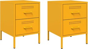 vidaXL Κομοδίνα 2 τεμ. Μουσταρδί 36x39x50,5 εκ. από Χάλυβα