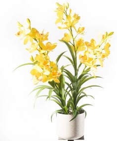 Τεχνητό Φυτό Ορχιδέα Cymbidium Orchid 3401-6 80cm Yellow Supergreens Ύφασμα,Πλαστικό