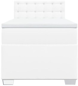 Κρεβάτι Boxspring με Στρώμα Λευκό 80 x 200 εκ. Συνθετικό Δέρμα - Λευκό