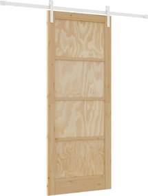 vidaXL Συρόμενη Πόρτα Φυσικό και Λευκό 86 x 211 cm Μασίφ Ξύλο Πεύκου