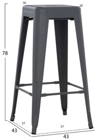 ΣΚΑΜΠΟ ΜΠΑΡ ΜΕΤΑΛΛΙΚΟ MELITA-PRO HM8642.50 ΣΕ ΓΚΡΙ 43x43x78Υεκ. (1 Τεμμάχια)