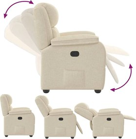 vidaXL Πολυθρόνα Ανακλινόμενη Κρεμ Υφασμάτινη