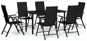 vidaXL Σετ Τραπεζαρίας Κήπου 7 Τεμαχίων Μαύρο