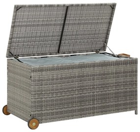 vidaXL Κουτί Αποθήκευσης Κήπου Ανοιχτό Γκρι 120x65x61 εκ. Συνθ. Ρατάν