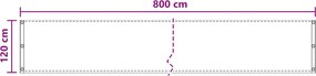 vidaXL Οθόνη Μπαλκονιού Μαύρο 120 x 800 cm HDPE και Αλουμίνιο