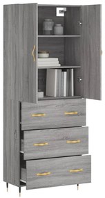 vidaXL Ντουλάπι Γκρι Sonoma 69,5 x 34 x 180 εκ. Επεξεργασμένο Ξύλο