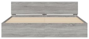 vidaXL Πλαίσιο Κρεβατιού με Κεφαλάρι Γκρι Sonoma 160x200 εκ.