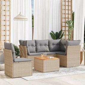 vidaXL Patio Sofa Set 5-θέσια Mix Beige and Grey
