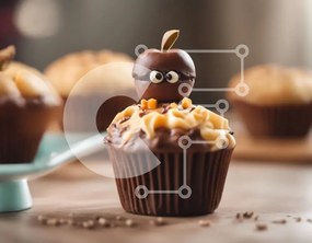 Intra Συλλεκτικό Ξύλινο Παζλ Plywood 4mm - Cupcake σοκολάτας με διακόσμηση μήλου Σε Ξύλινο Κουτί - Διαστάσεις: 10x10 cm – 25 κομμάτια