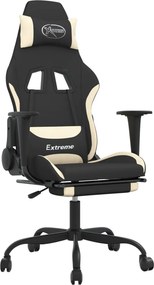 vidaXL Καρέκλα Gaming Μαύρο και κρεμ Ύφασμα με Υποπόδιο