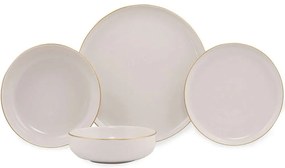 Σερβίτσιο Πιάτα Φαγητού (Σετ 16Τμχ) 710KTP3602 White-Gold Hermia 16 τμχ Porcelain