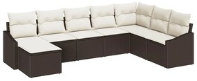 vidaXL Σέτ φαγητού για κήπο με μαξιλάρι 8 pcs Καφέ, Κρέμα