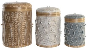 Σετ Καλαθιών DKD Home Decor Πολύχρωμο Bamboo 4 κιλά (3 Τεμάχια) (3 Μονάδες)