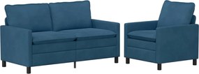 vidaXL Σετ Καναπέ 2 pcs Μπλε Βελούδο