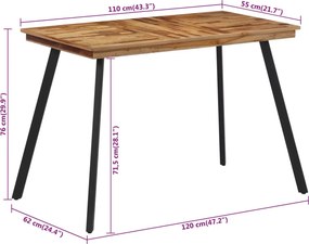 vidaXL Τραπεζαρία 120 x 62 x 76 εκ. από Μασίφ Ξύλο Teak