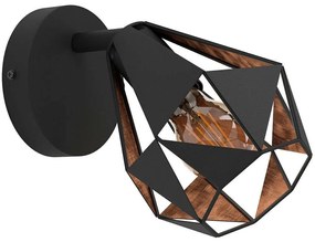Φωτιστικό Τοίχου - Απλίκα Carton 7 43715 12x25cm 1xE27 40W Black-Copper Eglo Steel
