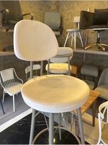 Stewehome Μπαρ καρέκλα με ύφασμα για μοντέρνο χώρο Εκρού