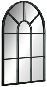 HOMCOM Καθρέφτης Τοίχου, Σχέδιο Παραθύρου, Καθρέφτης Εισόδου, Μεταλλικό Πλαίσιο, 70x50 cm, Μαύρο