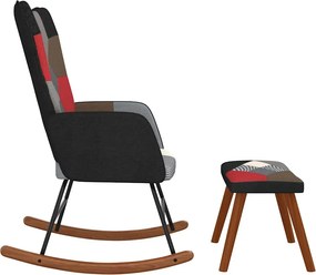 vidaXL Πολυθρόνα Κουνιστή Σχέδιο Patchwork Υφασμάτινη με Σκαμπό