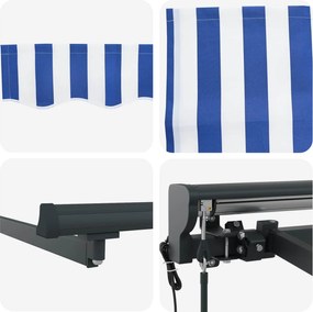 vidaXL Ηλεκτρικό Αναδιπλούμενο Σκίαστρο Μπλε και άσπρο 3 x 2 m