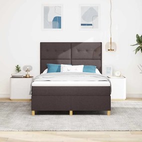 vidaXL LED Κρεβάτι με βάθρο Σκούρο Καφέ 160 x 200 cm ύφασμα
