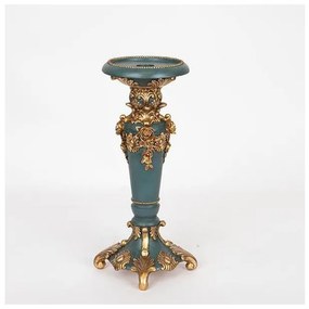 Κηροπήγιο Πολυρεσίν Χρυσό-Πράσινο 10.5x10.5x27cm 752-26042 Estheti 752-26042 Χρυσό
