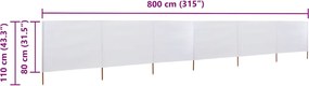 vidaXL Προστατευτικό Αέρα με 6 Πάνελ Λευκό 800 x 80 εκ. Υφασμάτινο