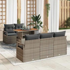 vidaXL Σετ Καναπέ Κήπου με αποθήκευση 6 pcs Γκρι Πολυ ράταν