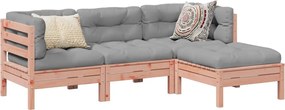 vidaXL Καναπές Κήπου Σετ 4 Τεμ. Μασίφ Ψευδοτσούγκα Ελάτης Μαξιλάρια