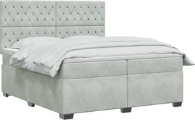 vidaXL Κρεβάτι box spring με στρώμα Ανοιχτό γκρι 200 x 200 cm Βελούδο