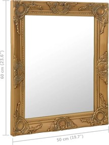 vidaXL Καθρέφτης Τοίχου με Μπαρόκ Στιλ Χρυσός 50 x 60 εκ.