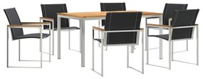 vidaXL Σέτ φαγητού για κήπο 7 pcs Σταθερό Ξύλο Ακακίας