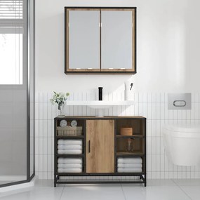vidaXL Ράφι Τοίχου με ράφι Επιτοίχιο Artisan Oak 65 x 20 x 60 εκ