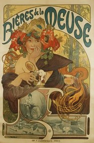 Αναπαραγωγή Meuse Beer; Bieres de La Meuse, 1897, Mucha, Alphonse Marie