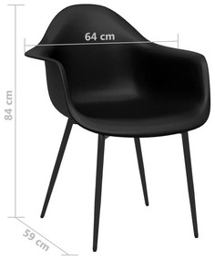Καρέκλες Τραπεζαρίας 2 τεμ. Μαύρες από Πολυπροπυλένιο - Μαύρο