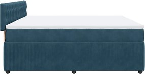 vidaXL Κρεβάτι Boxspring με Στρώμα Μπλε 180x200 εκ. Βελούδινο