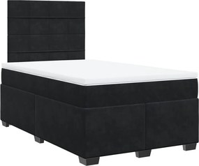 vidaXL Κρεβάτι Boxspring με Στρώμα Μαύρο 120 x 200 εκ. Βελούδινο