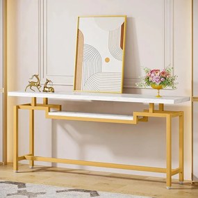 Κονσόλα Onole όψη μαρμάρου - χρυσό μέταλλο 180x35x82 εκ. 180x35x82 εκ.