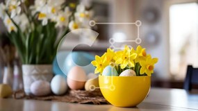 Intra Συλλεκτικό Ξύλινο Παζλ Plywood 4mm - Διακοσμήσεις πασχαλινών τραπεζιών με λουλούδια και αυγά Σε Ξύλινο Κουτί - Διαστάσεις: 10x10 cm – 25 κομμάτια