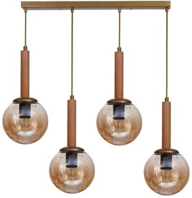 Φωτιστικό Οροφής - Ράγα 534LUN6216 65x15x80cm 4xE27 40W Oak-Gold Opviq