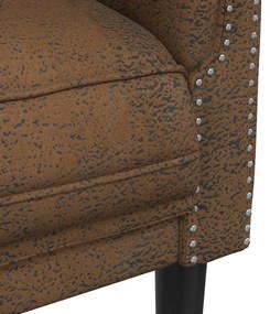 vidaXL Καναπές Τριθέσιος Καφέ από Συνθετικό Καστόρι