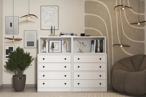 Stewehome Κονσόλα με 8 συρτάρια και 2 ράφια μοντέρνου σχεδιασμού Λευκό 130x40x103 cm