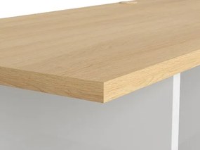 Τραπέζι γραφείου Boston BM114, 76x160x71cm, 31 kg, Γυαλιστερό λευκό, Δρυς | Epipla1.gr
